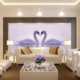 大型壁画3D墙纸床头卧室现代简约温馨浪漫电视背景墙纸墙天鹅贴画