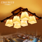 中式吸顶灯实木美式大厅灯客厅灯灯具客厅大灯长方形大气卧室餐厅
