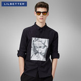 Lilbetter男士衬衫 青少年长袖寸衫男人像印花衬衣春春款衬衣男LB