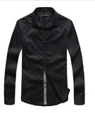 2015春装新款GXG男装长袖衬衫时尚黑色修身百搭休闲全棉潮