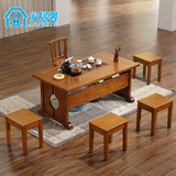 安居馨家具茶桌椅组合简约现代实木功夫茶几橡胶木泡茶桌c62
