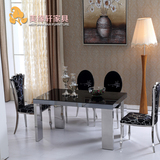 钢化玻璃餐桌椅组合 小户型简约现代餐桌台饭桌子宜家具铁艺特价