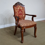 欧式美式实木家具 红色竖条 边椅扶手椅书桌椅餐椅休闲座椅
