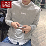 布尔根兰韩版字母印花卫衣男秋装新款男士套头卫衣青年学生上衣潮