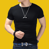 夏季男士短袖T恤 韩版修身纯色健身衣服紧身运动体恤男打底衫男装