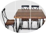 复古实木餐厅咖啡桌铁艺办公个性工业风做旧水管酒吧桌椅休闲组合