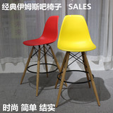 欧式实木吧椅 现代简约时尚休闲创意咖啡椅子靠背椅高脚吧椅子