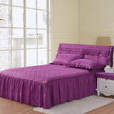 吉小白全棉斜纹单层夹棉床裙床罩 多规格可定做 深紫色耐脏型