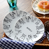 馋喵儿。韩版猫咪西餐盘碟子陶瓷牛排盘子zakka创意家居厨房餐具