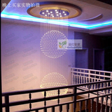 LED现代圆球形复式楼梯灯水晶吊灯豪华别墅客厅灯餐厅灯长吊线灯