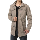 冬季男装立领外套加绒厚棉衣修身中年男士夹克中长款品牌大码风衣