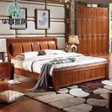 实木床橡胶木1.8米简约现代中式双人床1.5米气动高箱储物床卧室