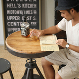 美式铁艺咖啡酒吧桌椅组合简约升降茶几复古实木小茶几做旧小圆桌