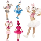 塔短款粉兔小兔子白兔新款 儿童成人表演服装毛绒分体 儿童演出服