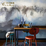 千贝 抽象手绘大型壁画 个性艺术墙壁纸 服装店酒吧咖啡厅背景墙