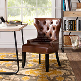 实木家具 汉尼顿系列现代简约美式PU皮包扣单椅餐椅