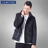 Lilbetter男士夹克衫 韩版修身工装外套春季水洗夹克连帽外衣男潮