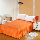 韩鑫简约现代纯色橙色粉色夹棉加厚单件全棉床裙床罩保护床
