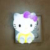 创意礼品卡通KT猫LED开关睡眠小夜灯 插电感应节能喂奶床头灯批发