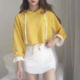 韩版时尚休闲套装夏季女装可爱笑脸纯棉长袖卫衣+包臀短裙两件套
