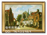 纯手绘欧式城市街景古典风景油画玄关客厅卧室大堂装饰画正品包邮