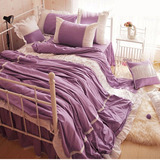 铭瑶 公主床罩四件套 纯棉全棉被套床罩枕套 套件床上用品 被罩紫
