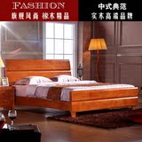 全实木床橡木床简约现代双人床中式套房家具1.51.8米高箱储物床