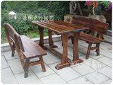 碳化木桌椅实木庭院户外椅子靠背椅桌子露台餐桌椅三件套