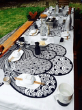 黑白色花宜家美式田园咖啡馆酒吧餐厅圆形方形桌布茶几布台布定制