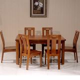 实木餐桌 榆木长方形饭桌一桌六椅现代中式客厅家具餐桌椅组合