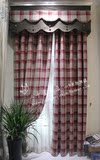 窗帘布窗纱定制现代简约地中海风格环保涤棉色织红格子客厅卧室