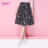 Candie's2016夏新款优雅印花中长款半身裙休闲百搭中裙30062040