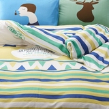 简约床单式床上用品斜纹纯棉合格品被套活性印花欧式床品四件套