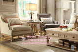新款上市外贸系列客厅家具法式美式新古典实木布艺软包单人位沙发