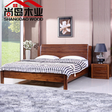 高端柚木家具全实木床现代简约纯实木双人床床1.81.5米中式高箱床