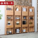 热卖青岛一木书房家具纯实木组合书柜 榉木整体书橱 简约现代格子