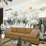 大型水墨山水风景壁纸壁画 客厅电视背景墙中式传统古典国画墙纸