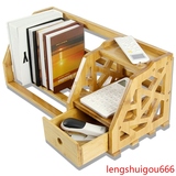 楠竹简易桌上书架实木创意办公室小书架原木桌面置物架书架特价