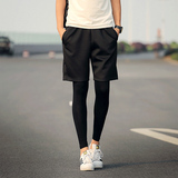 奔跑吧跑男系列潮男短裤套装搭配打底裤真两件套日系薄款男运动裤