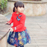 冬季童装中大童韩版女童韩版加厚款羊绒衫毛衣网纱蓬蓬连衣裙包邮