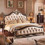 欧式床实木床双人床美式床新古典简约1.8米皮艺床公主床描金家具