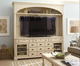 定做美式大型组合实木电视柜时尚复古橡木储物柜可做书柜置物架