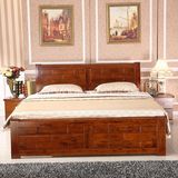 现代中式纯香樟全实木床1.8米双人欧式床铺1.5米仿古床雕花床卧室