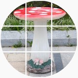 树脂玻璃钢户外摆件公园幼儿园庭院装饰工艺品卡通蘑菇桌椅子凳子