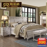 雅居格 美式乡村实木床1.8米白色双人床新古典床欧式实木床M0169