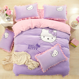 秋冬新款韩国风格公主床上用品床裙保暖四件套儿童天鹅绒床罩KT猫