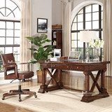 美式实木书桌现代简约电脑桌台式家用欧式写字桌仿古办公桌书房