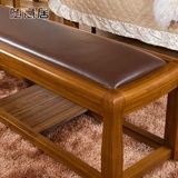 虎斑木色家具床尾凳实木换鞋凳中式床边凳布艺床头凳简约收纳长凳