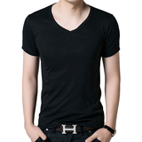 夏季修身夏装新款上衣半袖黑白打底衫韩版男装修身潮纯色短袖T恤