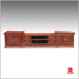[红连地]缅甸花梨电视柜 大果紫檀2.8米三节组合复古红木视听柜